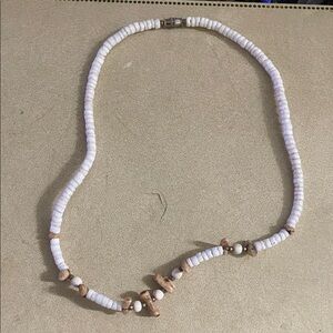 Chic White and Tan Beaded Necklace